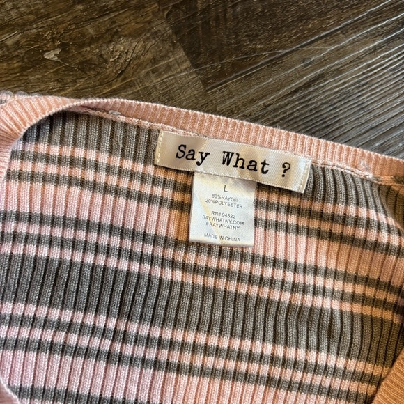 Say What? Black and White V-Neck Long Sleeve Bodycon Dress - Picture 3 of 3